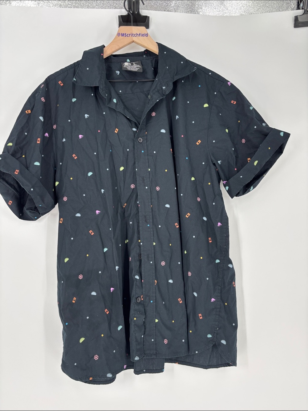 Authentic Taco Bell Button Up Shirt Black Taco Bell Details Prints Mens large